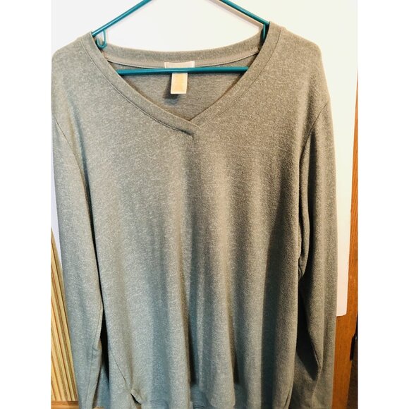 Matty M Ladies' Cozy V-Neck Top Super Soft Sweater Pullover (Heather Blush, XXL) - Picture 1 of 4